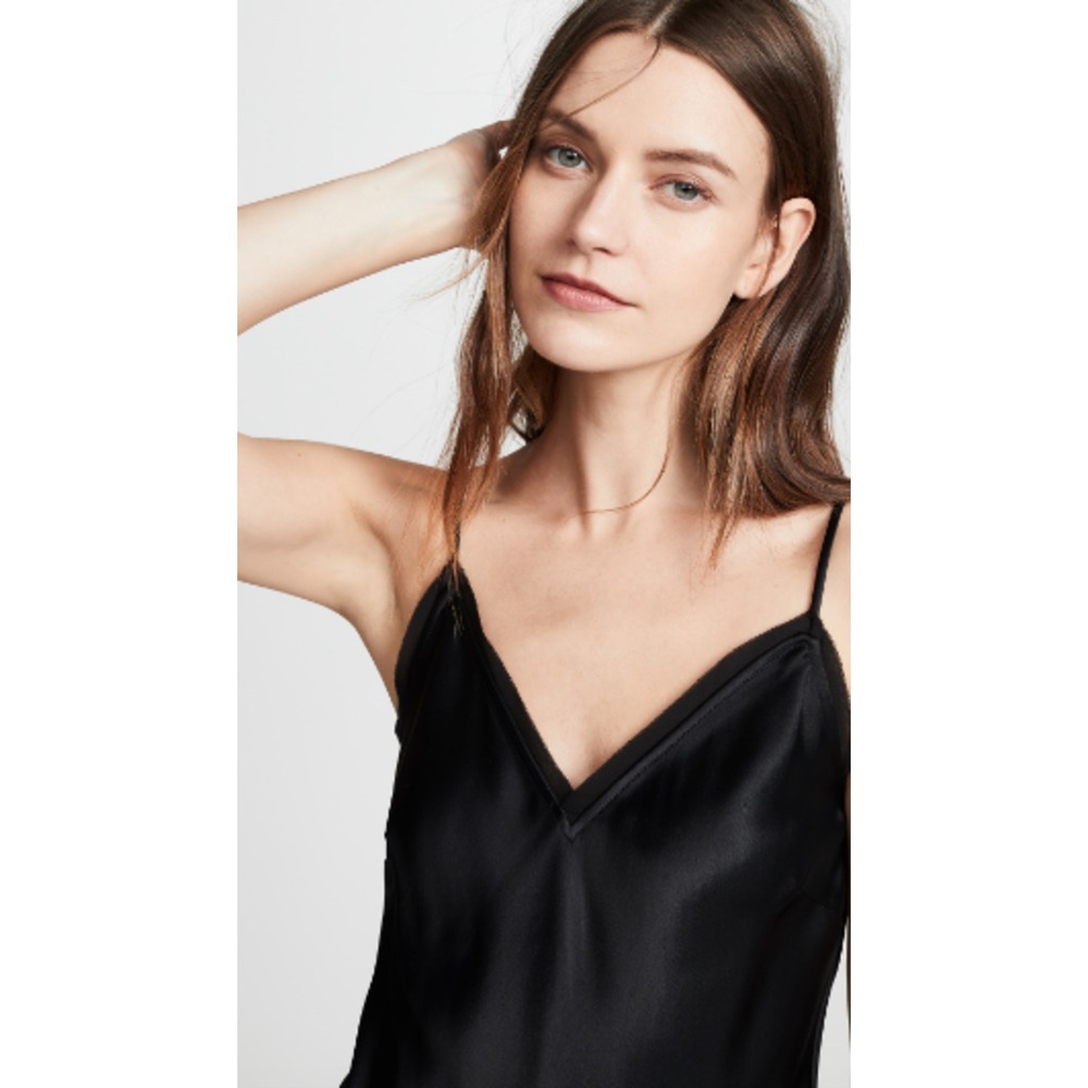 FRAME Satin Lounge Tank Top In Black Sz Small Sleeveless Blouse Chic Sexy Silky - Picture 7 of 16